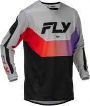 Dres KINETIC, FLY RACING - USA 2026 (sivá/červená/fialová/čierna)